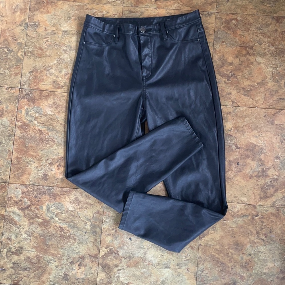 Black faux leather pants